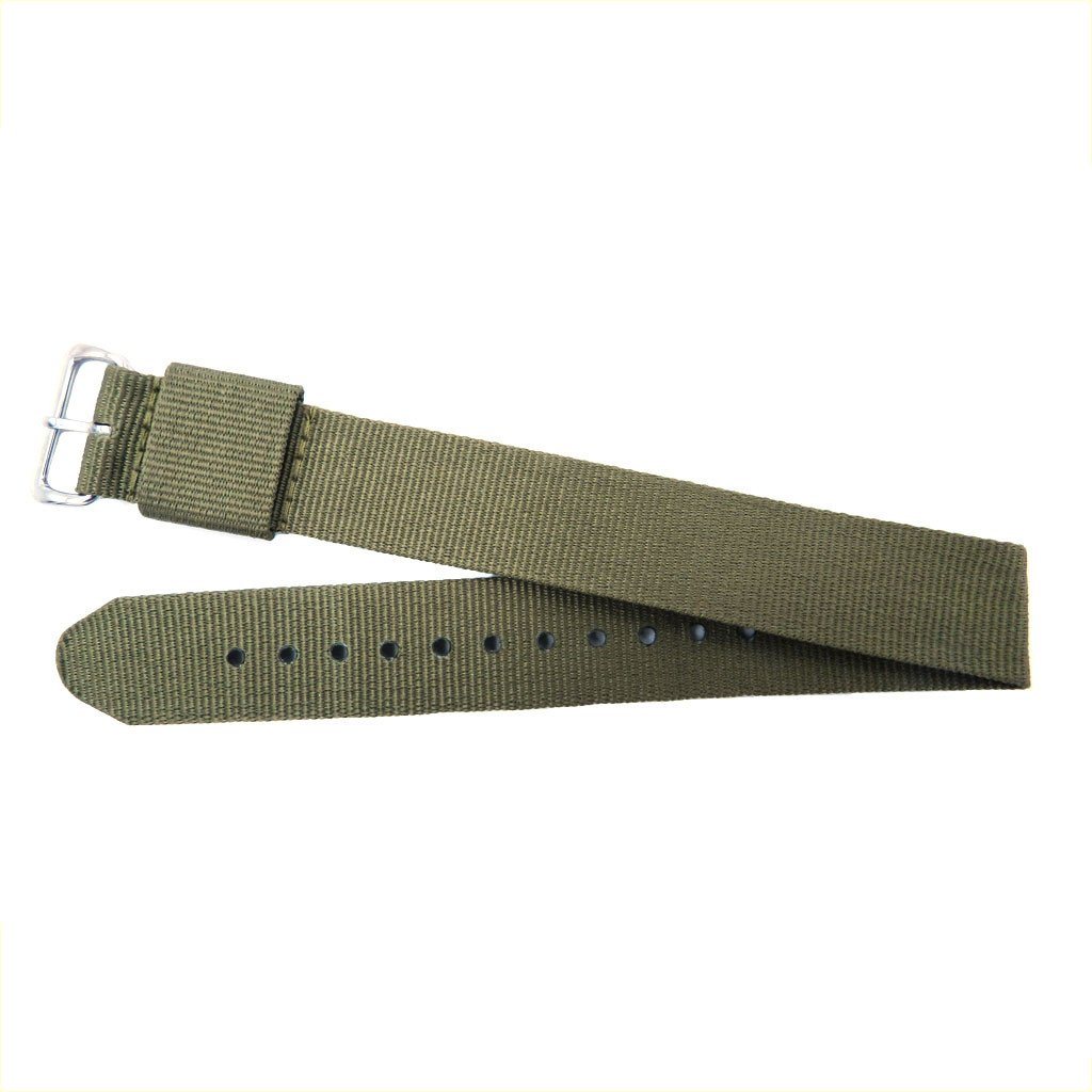 Euro Collection Olive Slip Thru One Piece Nylon 18mm Watch Strap image