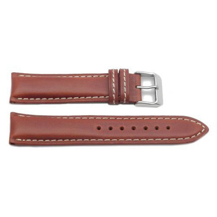 Genuine Oil-Tanned Leather Heavy Padded White Contrasting Stitching Watch Band image