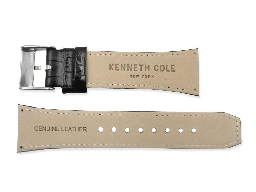 Kenneth Cole Genuine Textured Leather Black Crocodile Grain 24mm Watch Band image