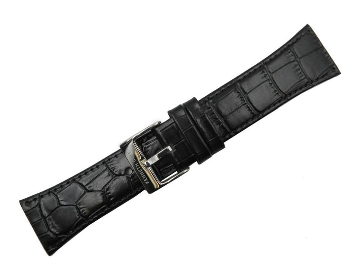 Kenneth Cole Genuine Textured Leather Black Crocodile Grain 24mm Watch Band image