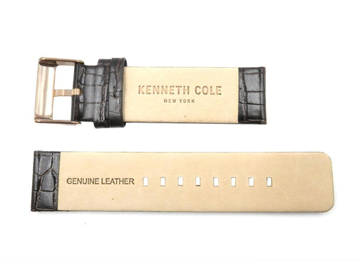 Kenneth Cole 24mm Leather Dark Brown Crocodile Grain Watch Strap image