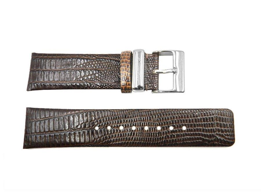 Kenneth Cole 24mm Dark Brown Leather Lizard Grain Watch Strap image