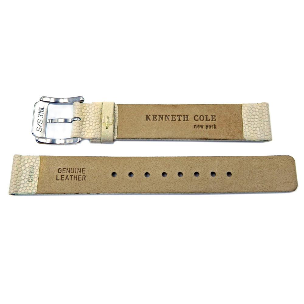 Kenneth Cole Beige Textured Leather Square Tip 15mm Watch Band image