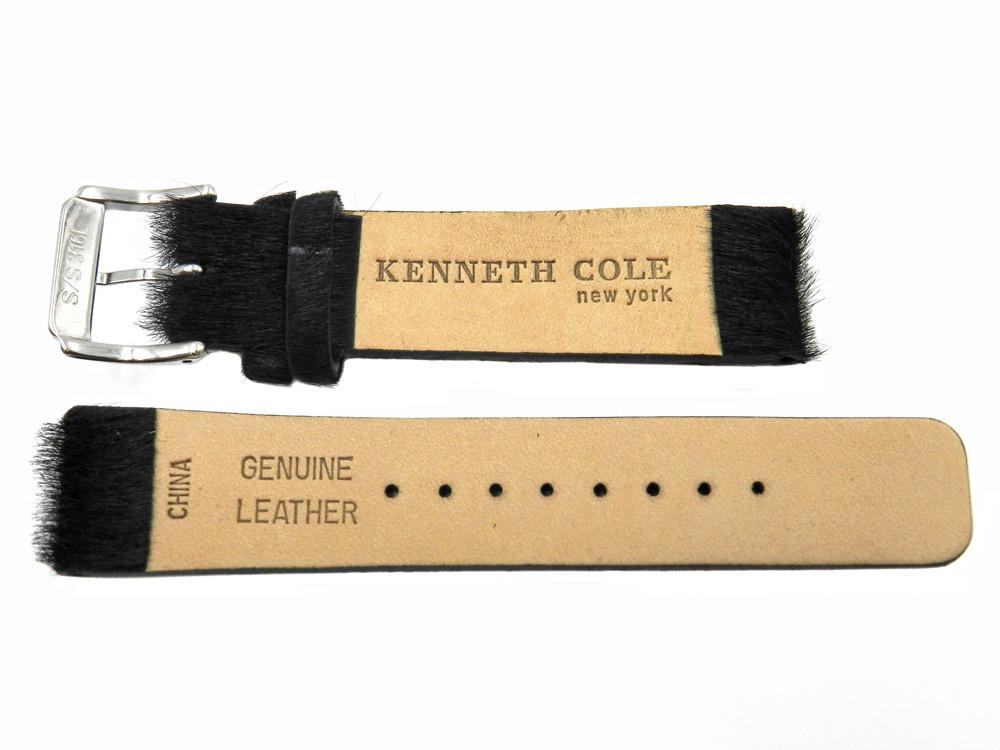 Genuine Kenneth Cole Faux Fur 20mm Black Leather Watch Band image