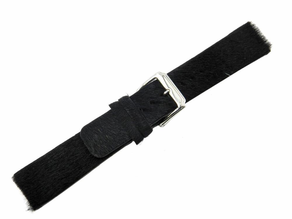 Genuine Kenneth Cole Faux Fur 20mm Black Leather Watch Band image