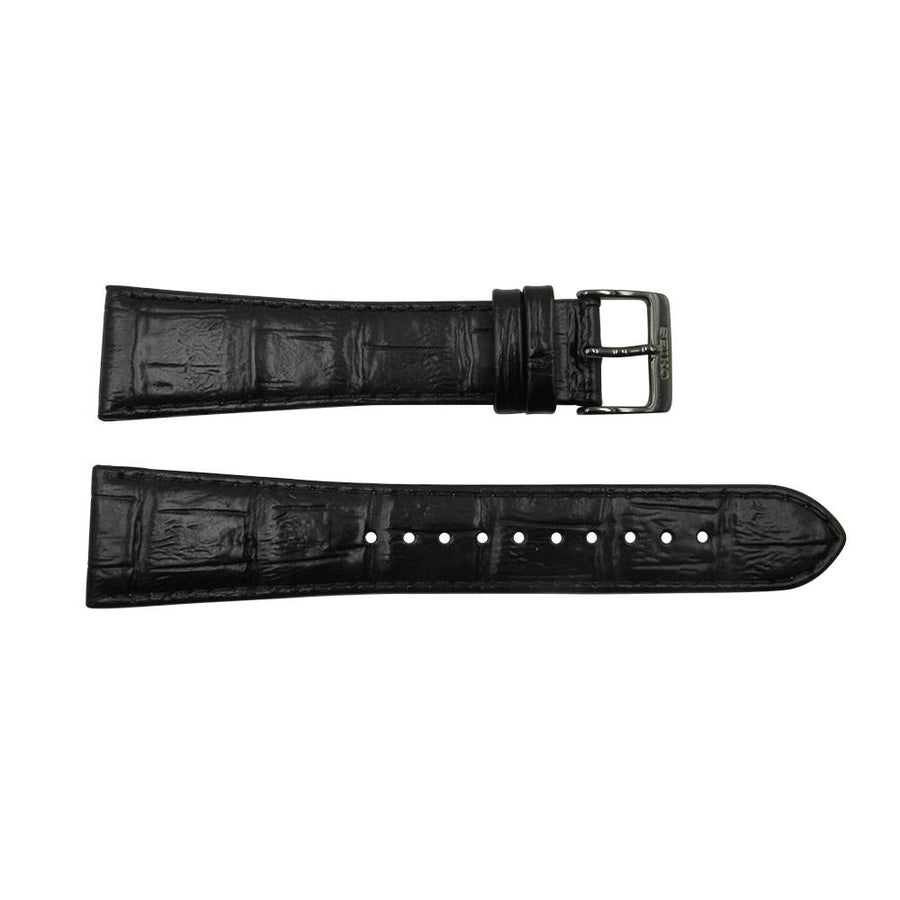 Genuine Seiko Black 23mm Alligator Grain Leather Strap image