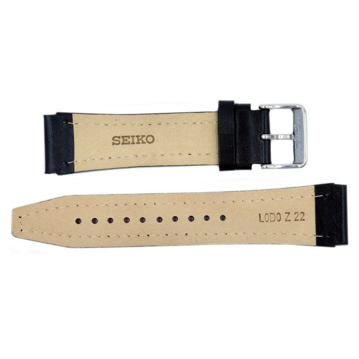 Genuine Seiko Black Smooth Leather 24mm/20mm Watch Band image