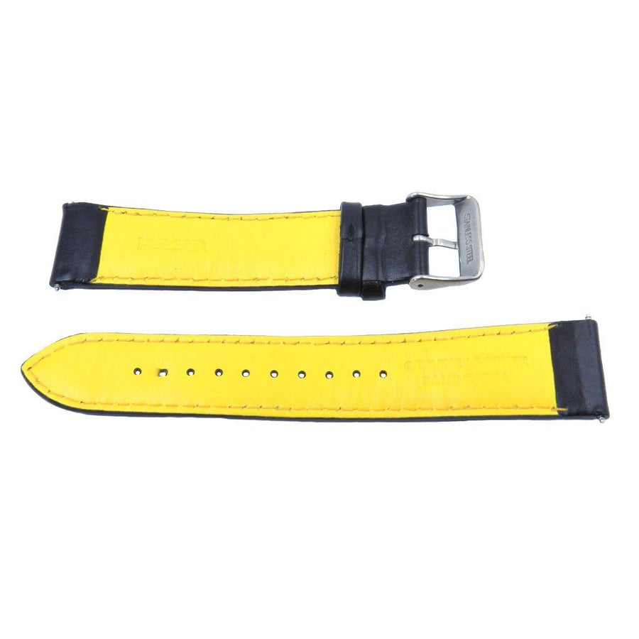 Genuine Pulsar Black Matte Finish Leather 22mm Watch Strap image