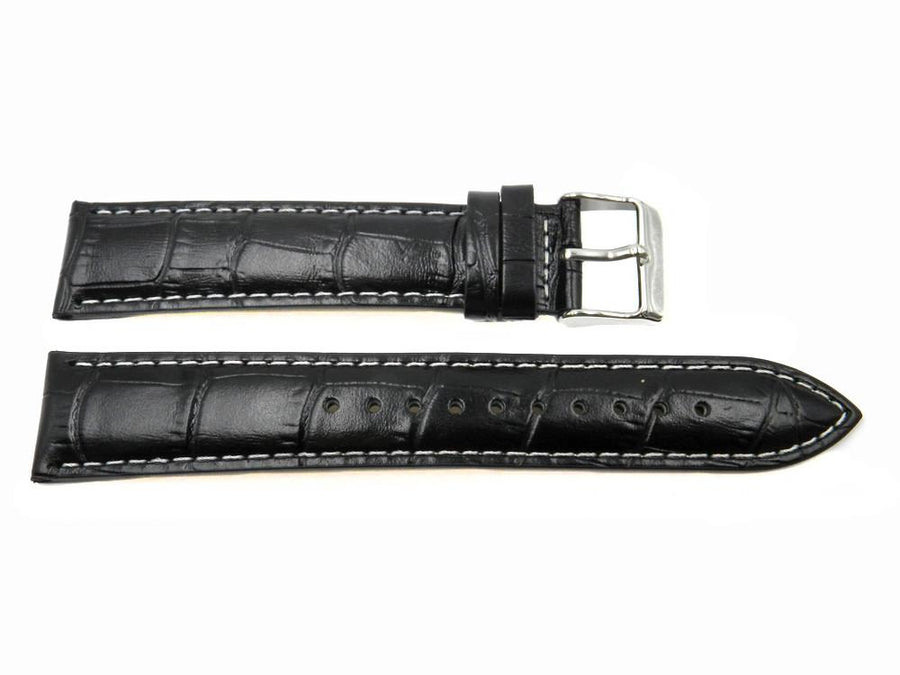 Genuine Seiko Alligator Grain Leather Black 20mm Watch Strap image