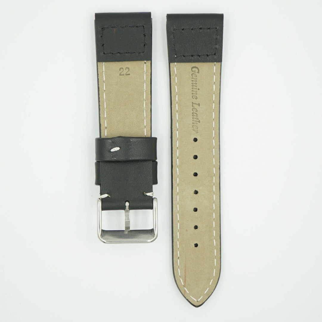 Rivet Pilot Black Leather Watch Band image