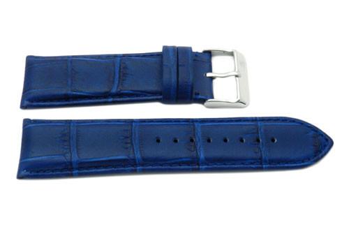 Genuine Leather Alligator Grain Texture Flat Padded Wide Watch Strap image