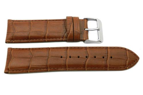 Genuine Leather Alligator Grain Texture Flat Padded Wide Watch Strap image