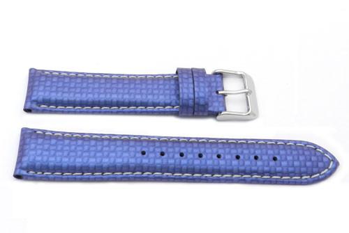 Genuine Italian Calfskin Leather Checkered Matte Pattern White Stitching Watch Band image