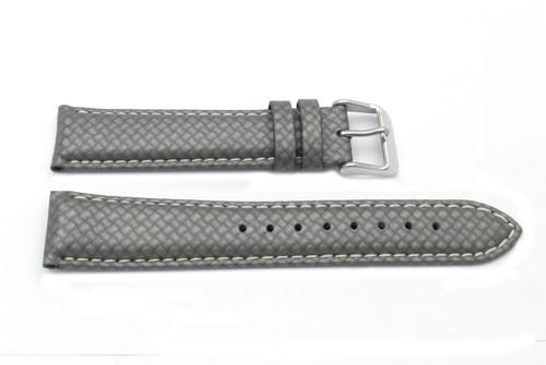 Genuine Italian Calfskin Leather Checkered Matte Pattern White Stitching Watch Band image