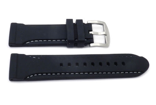 Genuine Silicone Heavy Duty Elevated Stitched 24mm Watch Band image