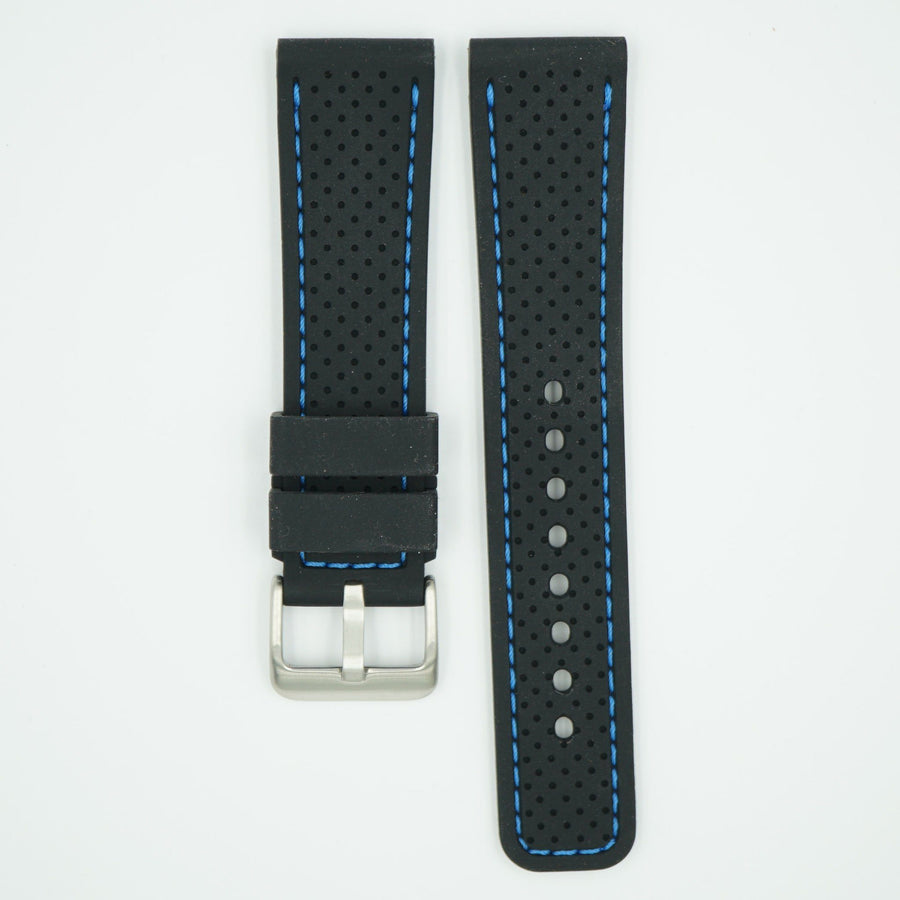 Perforated Silicone Sport Black/Blue Strap image