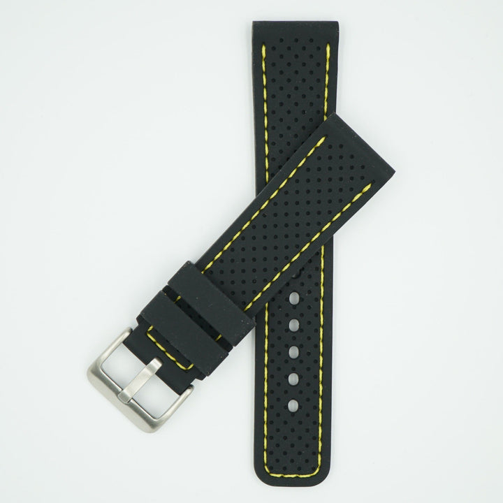 Perforated Silicone Sport Black/Yellow Strap image