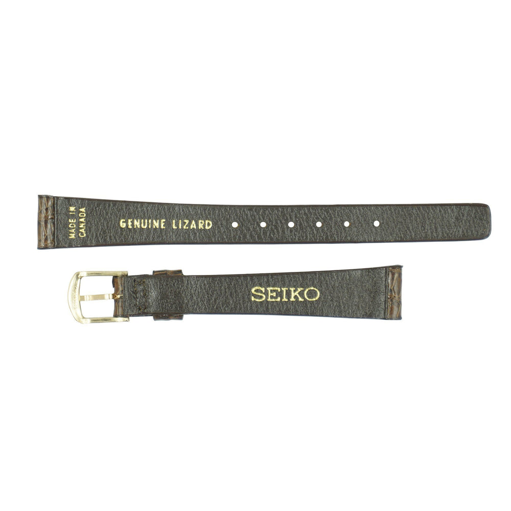 Seiko 12mm Flat Brown Lizard Leather Watch Strap image