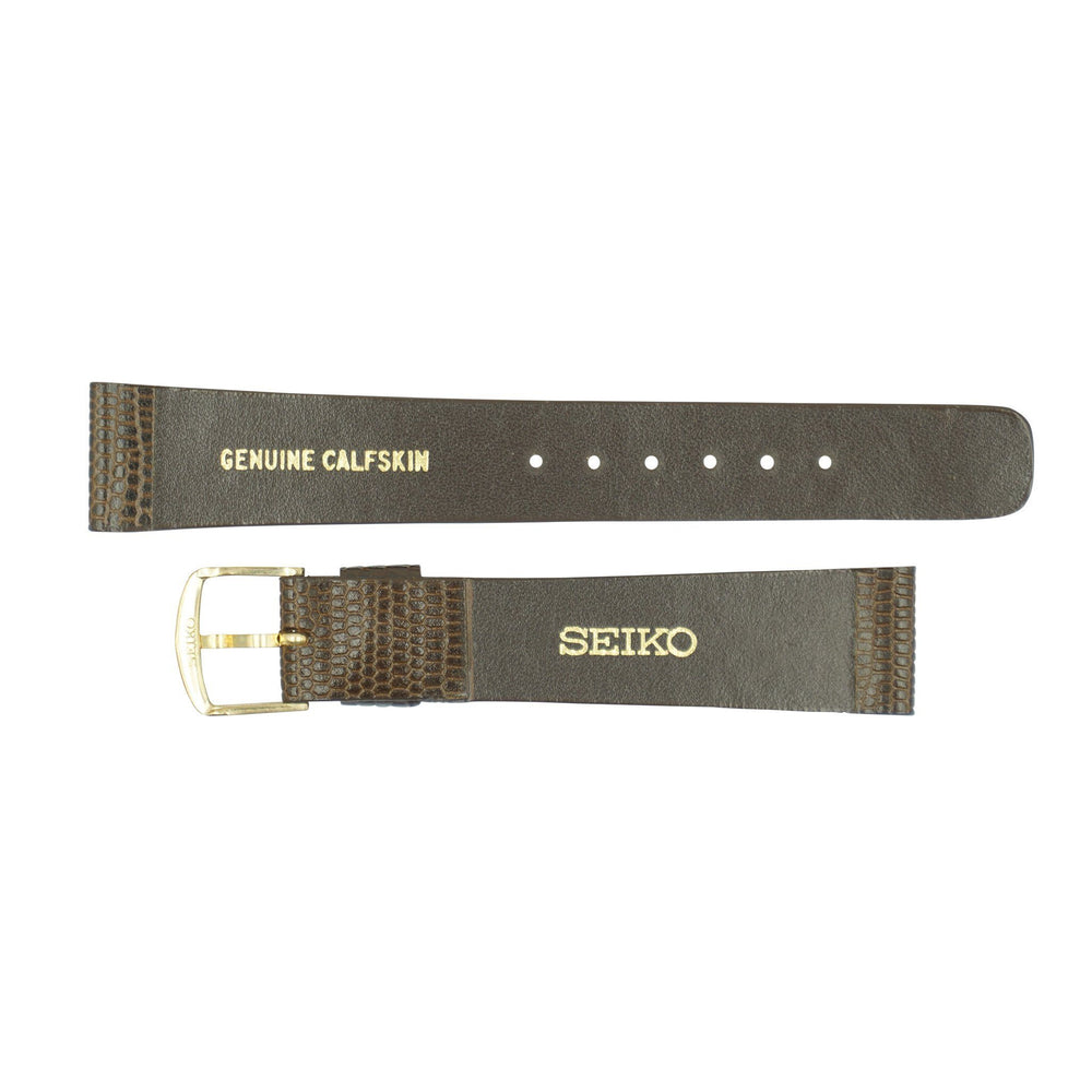 Seiko 18mm Flat Brown Lizard Leather Watch Strap image