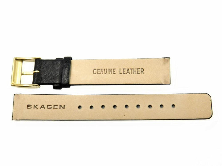 Genuine Skagen Black Leather 14mm Watch Strap - Screws image