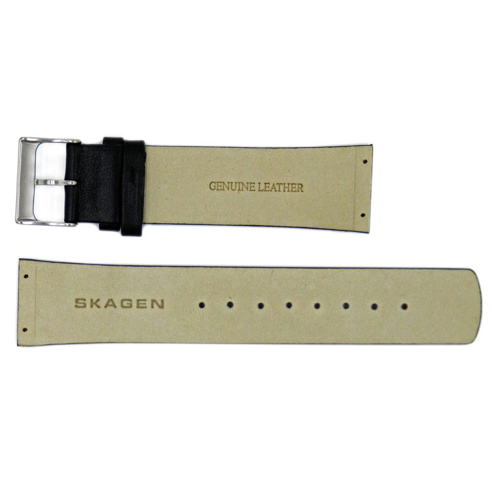 Genuine Skagen Black Genuine Leather 24mm Watch Strap - Screws image