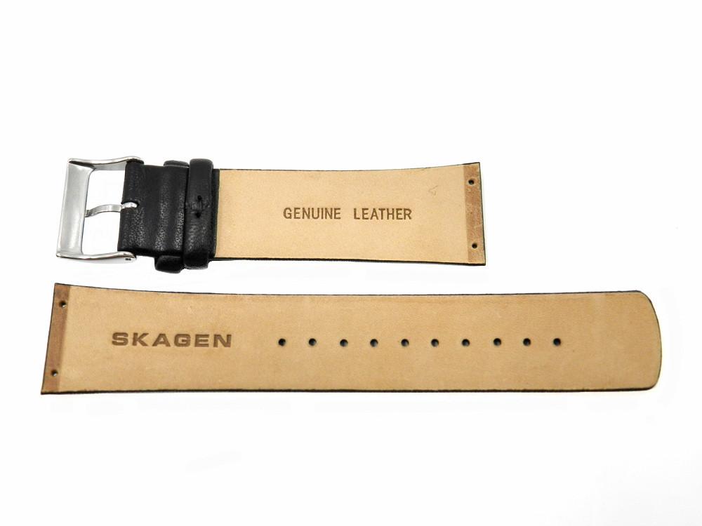 Genuine Skagen Black Genuine Leather 23mm Watch Strap - Screws image