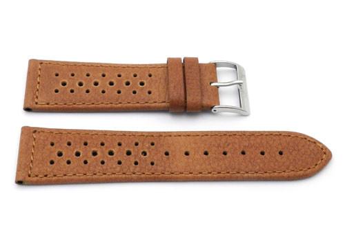 Genuine Calfskin Leather Rally Style Racing Sport Watch Band image