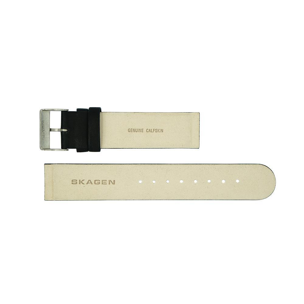 Genuine Black Leather Watch Band for Skagen 533LTLM image