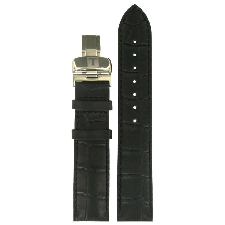 TISSOT 19MM ALLIGATOR EMBOSSED BLACK LEATHER STRAP image