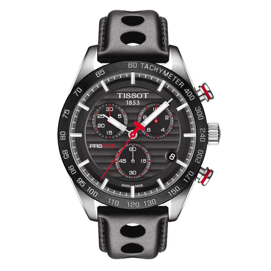 TISSOT PRS 516 CHRONO BLACK 20MM LEATHER BAND image