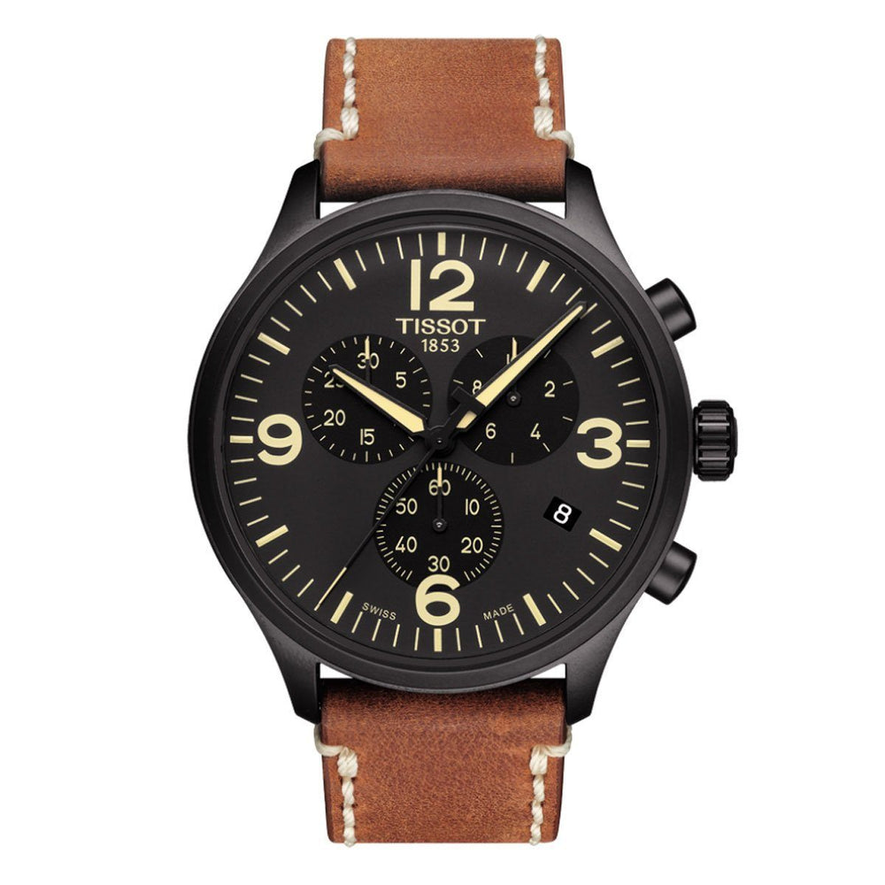 TISSOT CHRONO XL TAN 22MM LEATHER STRAP image