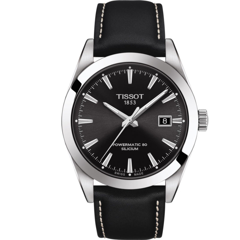 TISSOT GENTLEMAN POWERMATIC 80 SILICIUM 21MM BLACK LEATHER BAND image