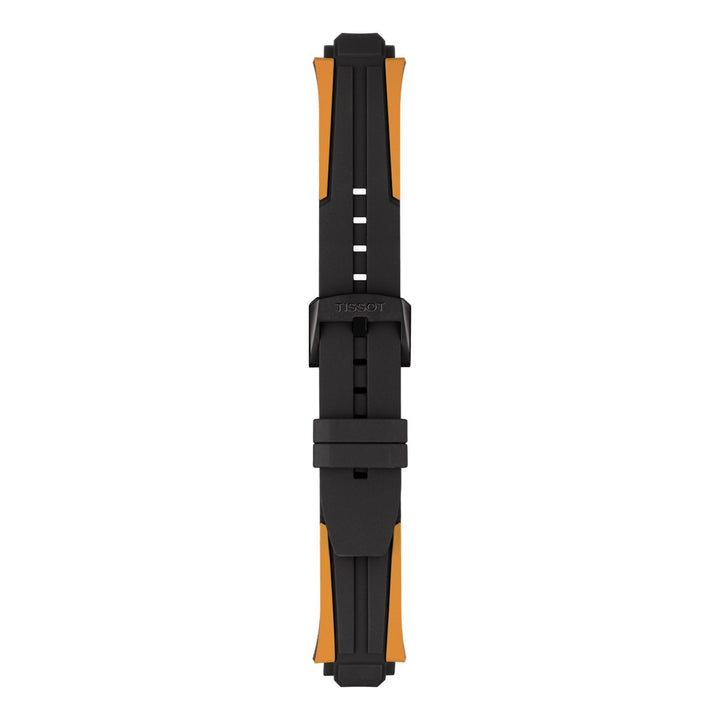 Genuine Tissot Strap 22mm T-Race Cycling Black & Orange Silicone Rubber Strap by Tissot