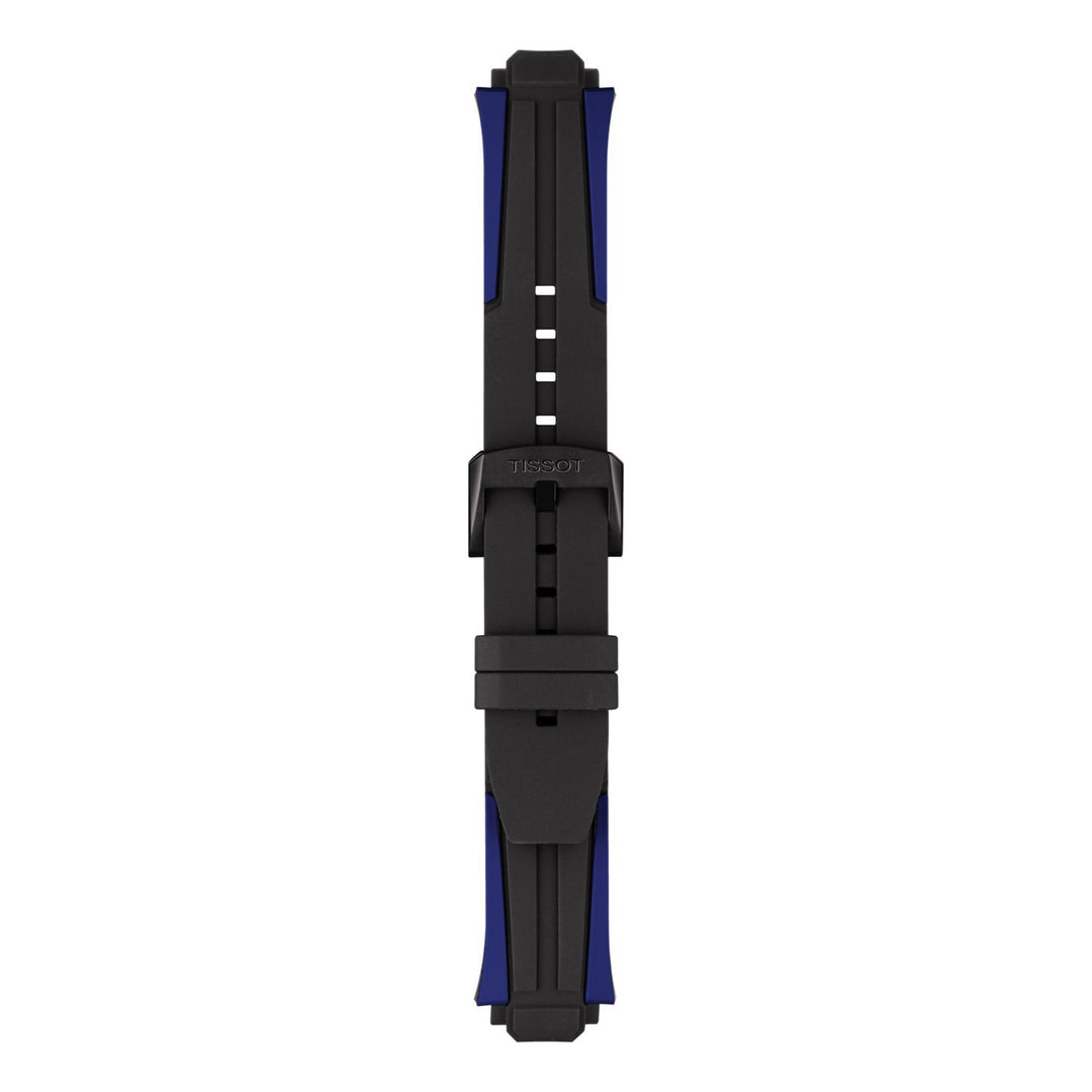 Genuine Tissot 22mm T-Race Cycling Black & Blue Silicone Rubber Strap by Tissot