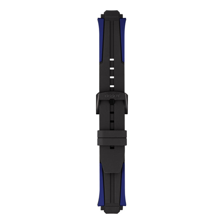 Genuine Tissot 22mm T-Race Cycling Black & Blue Silicone Rubber Strap by Tissot