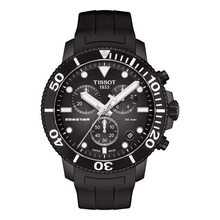 Tissot 22mm Seastar Black Silicone Rubber Strap image