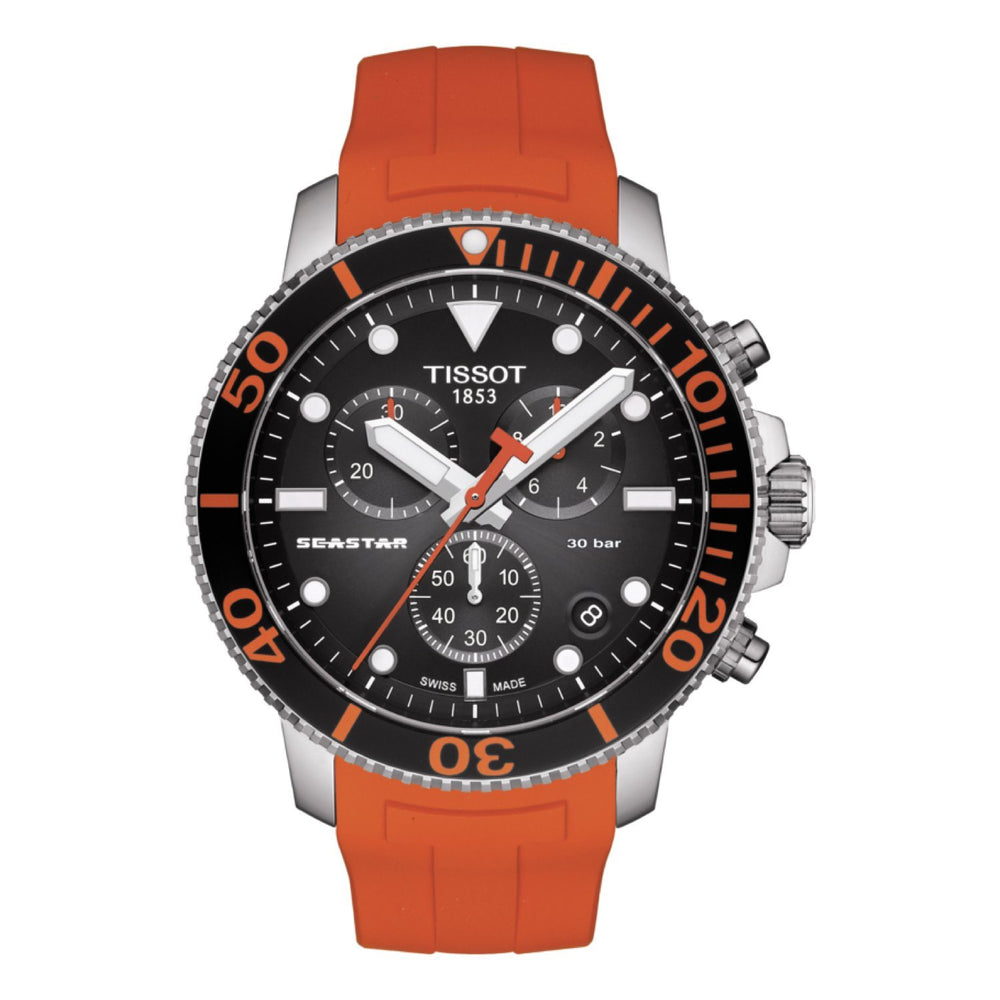 Tissot 22mm Seastar Orange Silicone Rubber Strap image