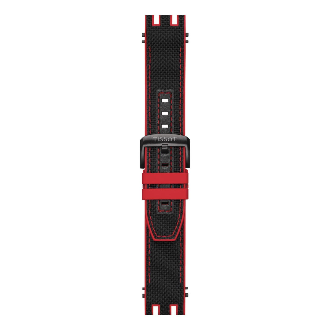 Genuine Tissot 22mm T-Race Black Silicone-textile Strap by Tissot