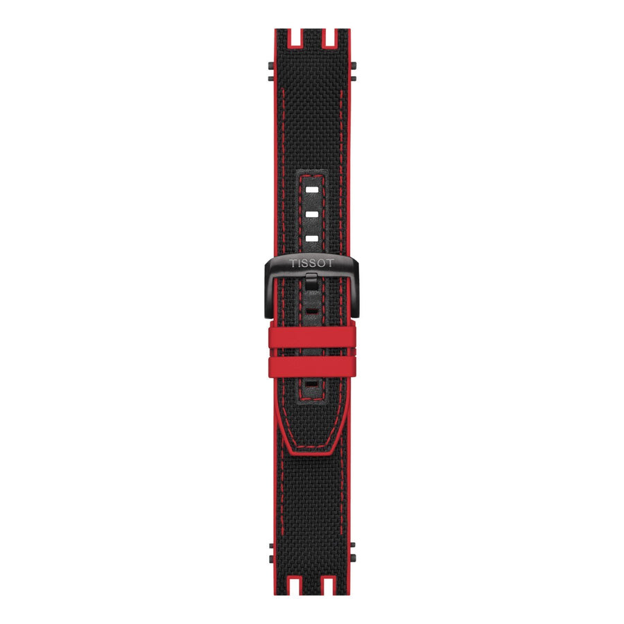 Genuine Tissot 22mm T-Race Black Silicone-textile Strap by Tissot