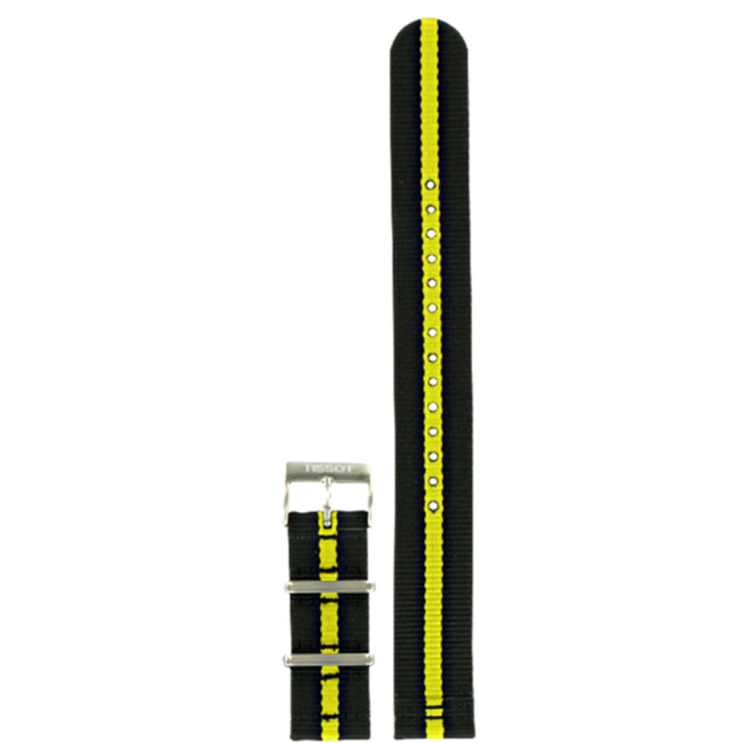 Tissot Strap T604039535 PRC 200 Black & Yellow Textile NATO Strap 19mm image