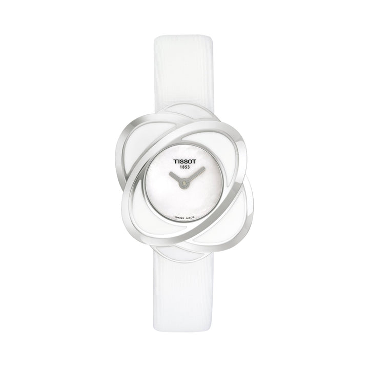 Tissot S12mm Flower Power White Textile Over Leather Strap without Buckle image