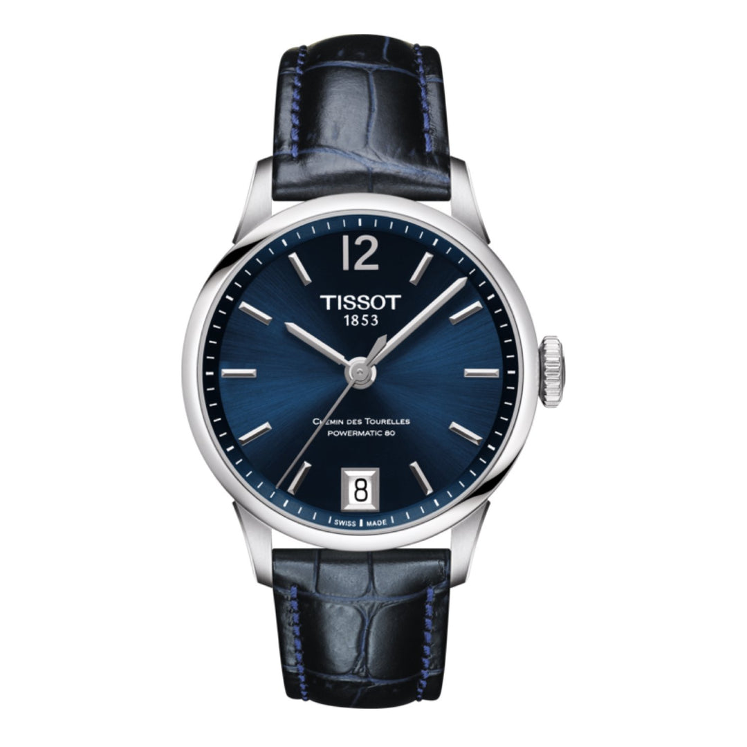 Tissot 16mm Chemin Des Tourelles Blue Leather Strap without Buckle image