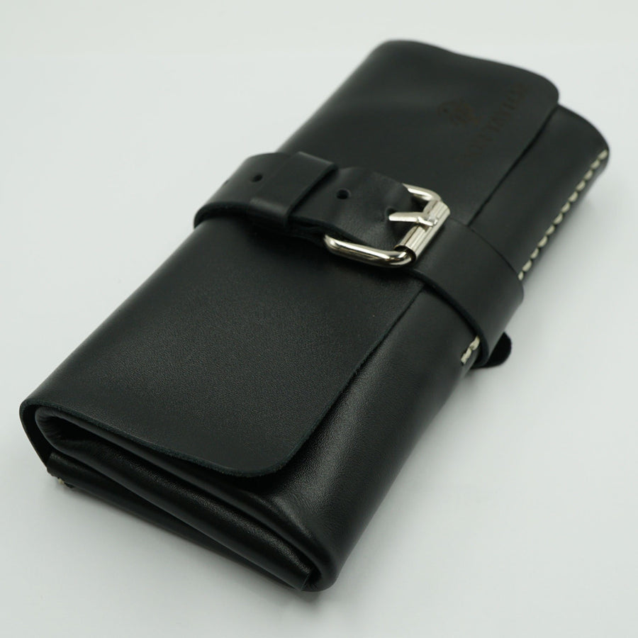 Black Leather Watch Roll for 3 watches image