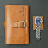 Tan Leather Wide Watch Roll for 3 watches image