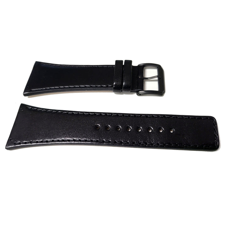 Kenneth Cole Genuine Smooth Black Leather Square Tip 30mm Watch Strap